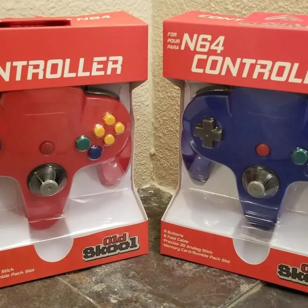 2 N64 Controllers - Red & Blue (NEW) - Nintendo - Nintendo64 - Old Skool